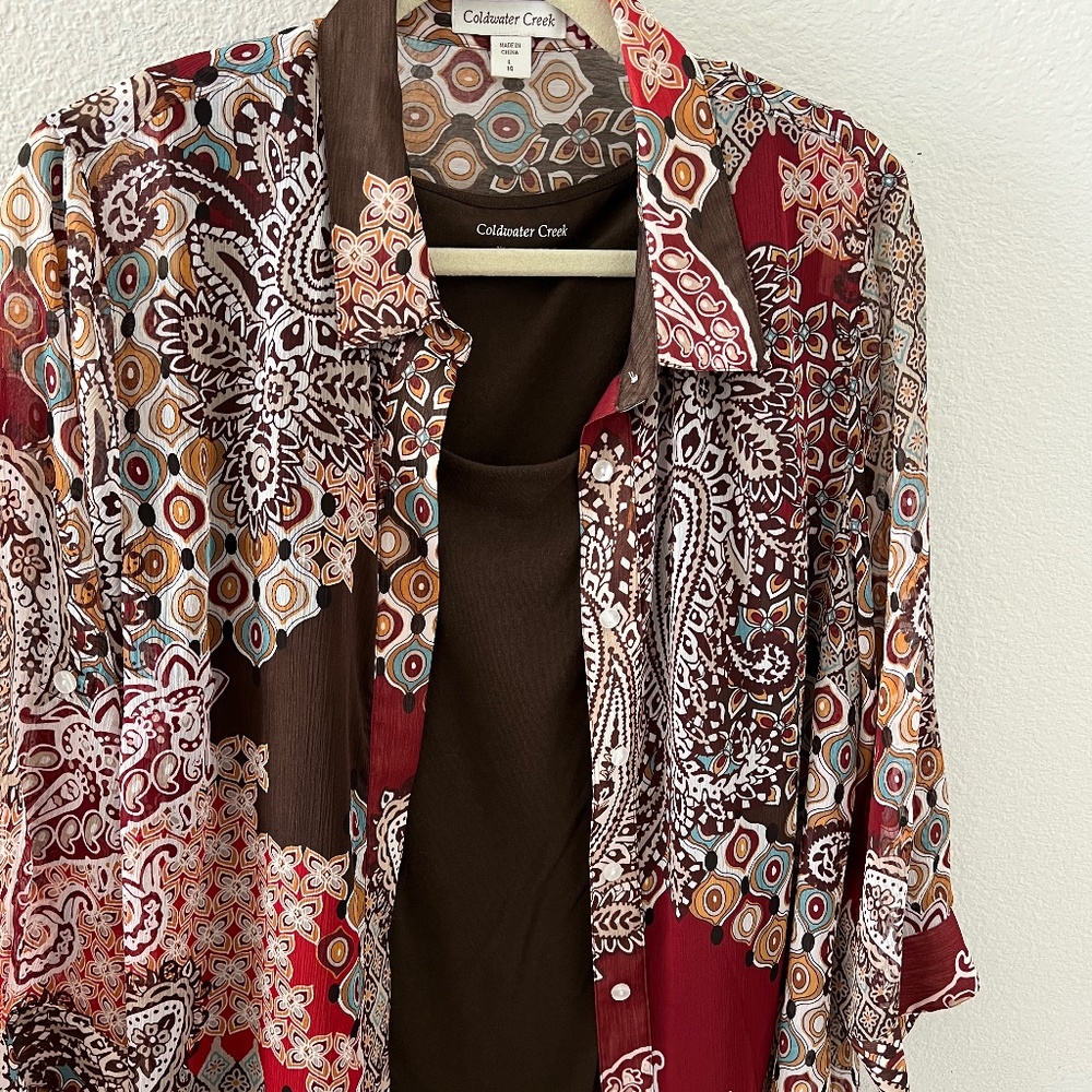 Classic Coldwater Creek sheer tunic & coordinating tank